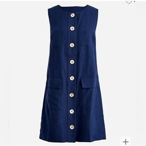 J.Crew heavy linen gold button front shift dress